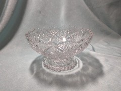 Vintage Imperial Crystal Footed Bowl Sawtooth Edge Pedestal 8.5” Dia X 4.5”