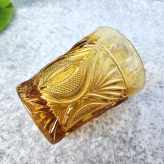1930s Vintage Unique Design Amber Thick Glass Tumbler Barware Decorative GT241
