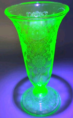 SET OF 4: Hazel Atlas GREEN FLORENTINE No2 POPPY 6” Parfait Glass GORGEOUS GLOWS