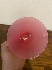 ANTIQUE STEUEBN Rosaline & Alabaster Martini/Champagne/Wine Glass 6 7/8″H