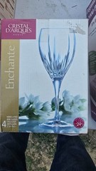 Cristal D’Arques ENCHANTE Crystal 9 oz Wine Glasses ~MINT ~ Set Of 4