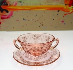 Cabbage Rose / Rose of Sharon / Federal Glass / Cream Soup Bowl ca.1935-1939