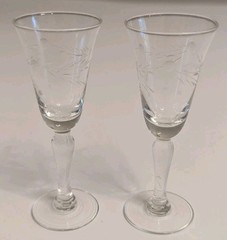 Vintage Etched Wheat Pattern 3-3/4″ Cordial Wine Tasting Glasses