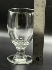 Set of 2 Libbey Vintage Clear Glass Footed Water Goblets Cursive L Logo Base