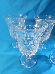Set of 4 Fostoria Glass AMERICAN Water Footed Glasses Optic Cube