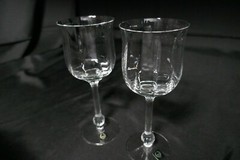 Corico Crystal Chantilly Wine Goblets 2 Clear Handblown Optic 6 7/8″T OL Germany