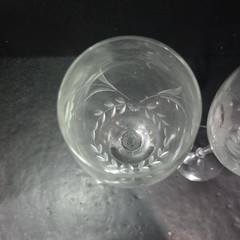 Lenox Style Sunflower Etched Crystal Goblets, Set of 2, Vintage Twisted Stem