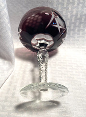 LAUSITZER CHAMPAGNE COUPE/SHERBET AMETHYST PURPLE CUT TO CLEAR CRYSTAL BOHEMIAN