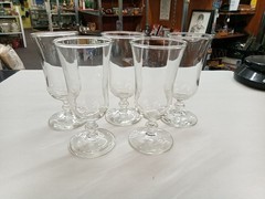 Vintage 5″ Clear Glass Cordial Or Dessert Parfait Glasses Set Of 5
