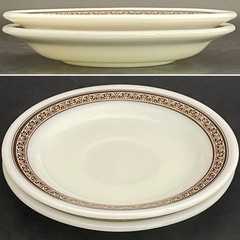 Pyrex Tableware by Corning Mocha 2 Piece 796 Cup Saucers c1960s Made in USA