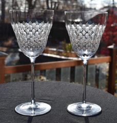2 vintage Rosenthal Romance II Motif 7 5/8″ crystal glass white wine glasses 2