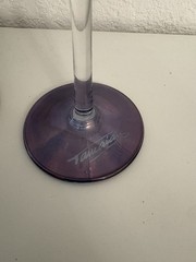 Signed Ion Tamaian Wine Glass Set of 2 Romanian Art Glass Purple Pastel Accent