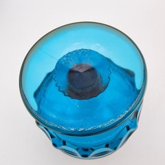 Vintage Colony Color Crown Blue Champagne Glass Set of 4 Tall Sherbet 1970s MCM