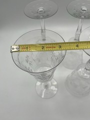 Morgantown Water Goblet Wine Blown Glass Cut Floral Stemware 7630 Uranium Glow
