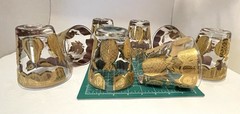 Vintage Glasses Culver LTD Florentine Gold 22K Low Ball Signed Set of 8