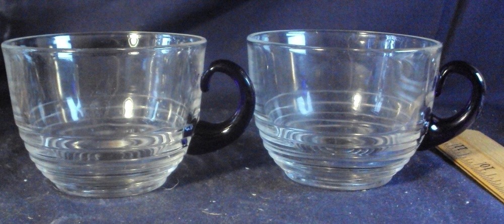 Cambridge Tally Ho Punch cup pair Cobalt handles A3