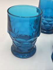 Vintage Lot of 6 Viking Georgian Blue (Bluenique) Tumbler Honeycomb Glasses EUC