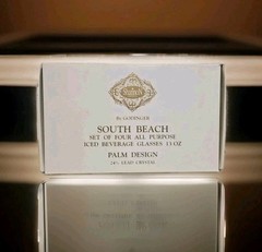 Godinger Shannon Crystal South Beach Iced Beverage Glasses 13 oz Palm Design SET