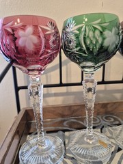 Vintage 1940’s Nachtmann «Traube» Crystal Hock Wine Glasses Set Of 4