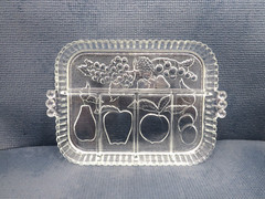 Indiana Glass Fruits Clear Pattern 5 Part Relish Dish 12 3/4″ L x 9 W»