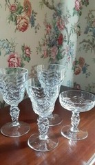 Royal Leerdam – Netherland – Odo Pattern – 2 Goblets 1 Wine 1 Saucer