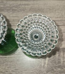 Vintage Lot of 2 Forest Green Bubble Foot Water Goblets 5.5″ SEE PICTURES