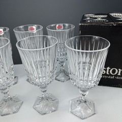 70s Fostoria SET (8) Crystal Heritage 2887 Goblets Glasses Party Holiday VTG