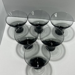 6 Vintage Morgantown Normandie Smoke Glass Martini Cocktail – Dessert Glasses