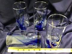 6 BLUE RIBBON IMPRESSIONS BEVERAGE GLASSES by LIBBEY GLASS never used excellent!