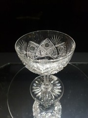 (1) Champagne Glass American Brilliant Period Cut Glass Signed Hawkes Aberdeen