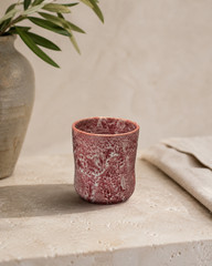1988 NC Studio Pottery Cup Burgundy Marbled Glaze Signed Handmade Tumbler