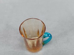 Legras Portieux George Sand Hand Blown Amber & Blue Optic Molded Cordial Glass C