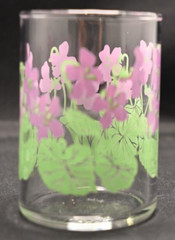 Purple Violets and Green Leaves Vintage Juice Glass 3 inch