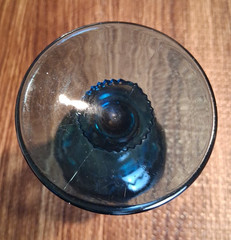 Indiana Glass Kings Crown Thumbprint Smokey Blue Small Goblets Set of 4 Vtg