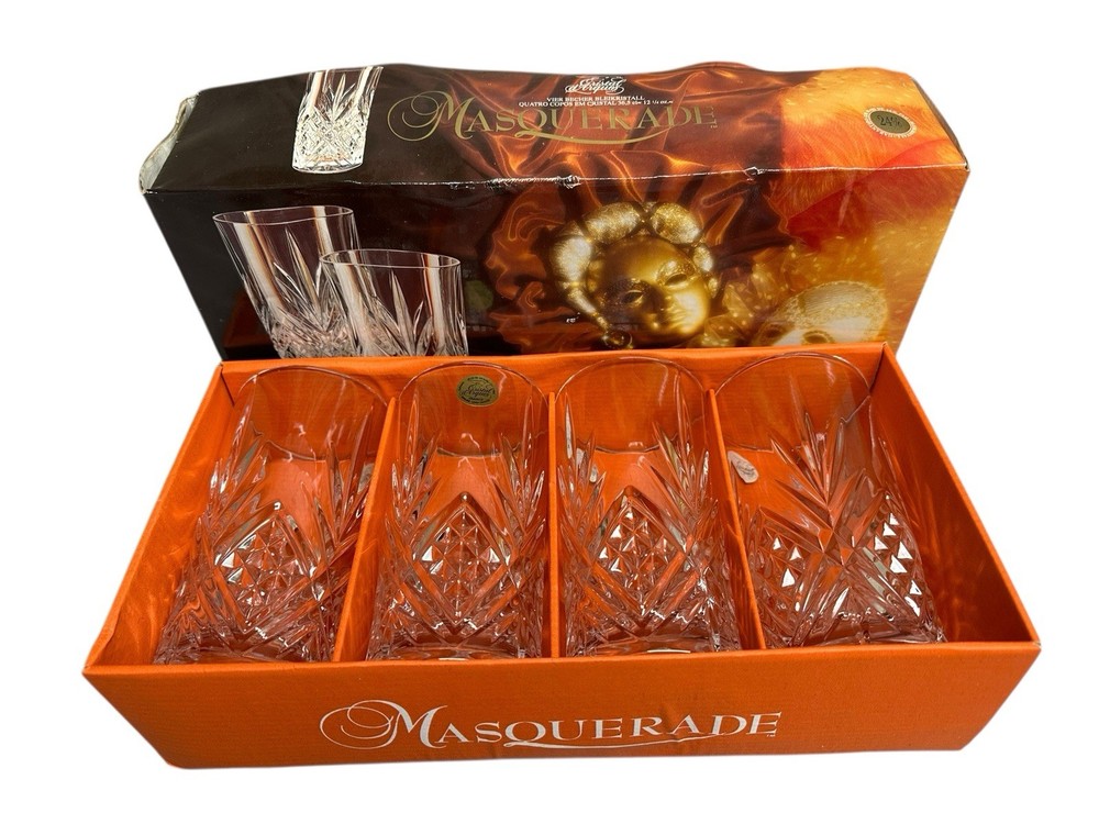 4 Cristal D’Arques MASQUERADE 12.25 oz. Hi-Ball Mix Drink Glasses Clear Crystal