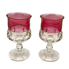 Tiffin Franciscan Kings Crown Ruby Thumb Print Red Water Goblets – Set of 2