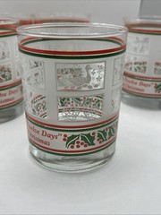 The Twelve Days of Christmas 4” Drinking Glasses, Vintage holly berry Set Of 5
