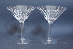 Two (2) Astral Crystal PEERAGE Martini Glasses Vertical Cut EXCELLENT