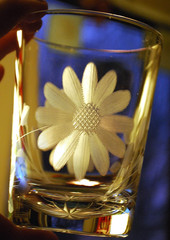 Vtg Set 4 ROYAL ALBERT Double Old Fashioned Hand Blown Glasses GRAY CUT FLOWERS