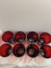Vintage Set “8” 16”OZ Flat Tubler Classique Ruby (Rim) By Arcoroc Made In France
