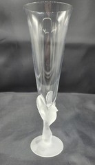 3 Vintage «Wings Clear'» Bird Dove Stem Japan Sasaki Crystal Champagne Flutes