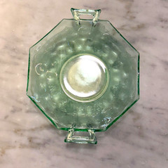Vintage Heisey Empress Moongleam Green Octagon Mint Dish with Etching 447 – EUC