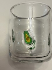 Anthropologie Avocado Pattern Tumbler Glass Clear With White Rim
