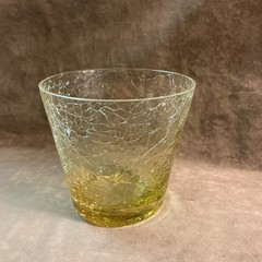 Cambridge glass Gold Krystal color 15 ounce Double old-fashioned Tumbler crackle