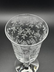 Antique TIFFIN CERICE Optic Stem Goblet Floral Rose 6”