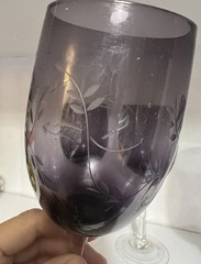 4-Tall Water/Wine Goblets, Clear Stem Purple/amethyst Stemware 8.5″. Rare
