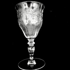 Hawkes Crystal Water Goblets Set 6 Pine Needle Gray Cut Tree Stem 2201 Signed