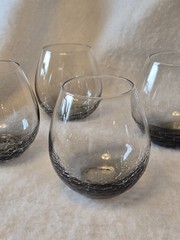 Pier 1 Smoke Gray Crackle Stemless Wine Glasses 4 3/8″ Discontinued Set of 4