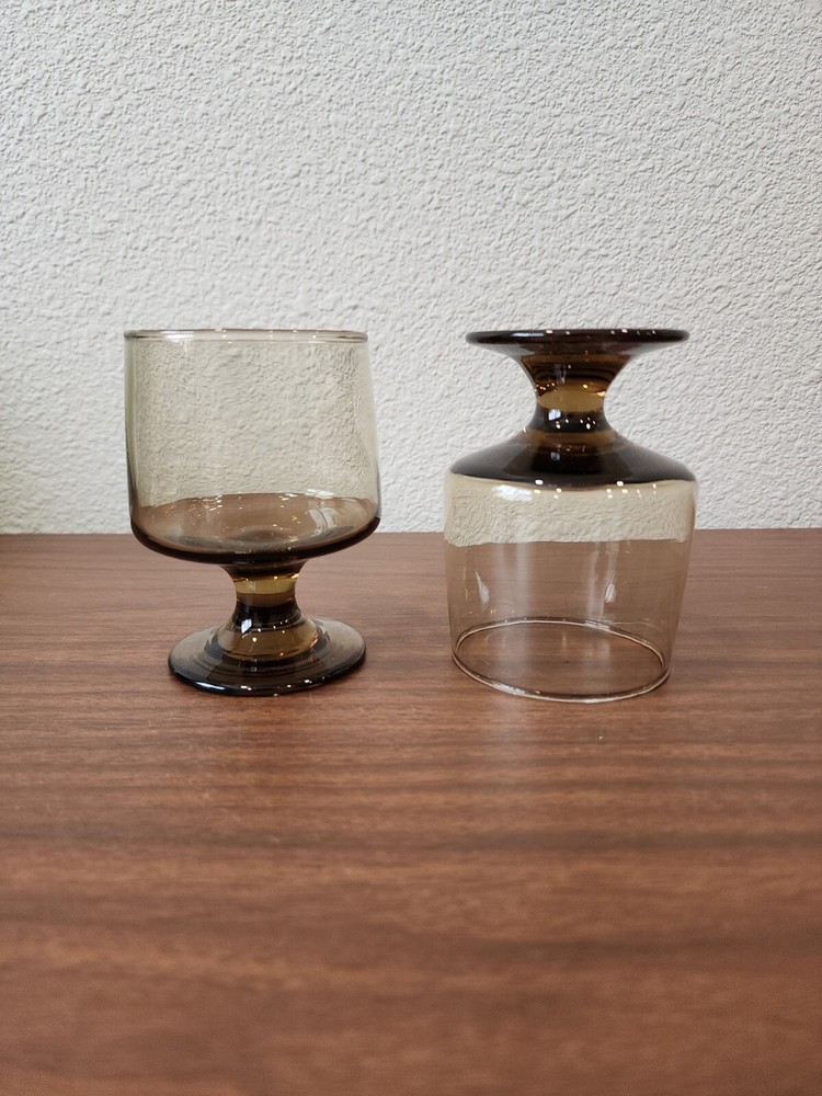 2 Tawny Accent by LIBBEY GLASS COMPANY Footed Brandy Snifters Smoke 4.25″