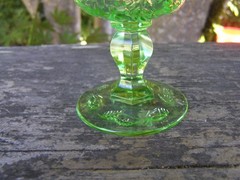 Vintage Madonna Inn Fenton Wild Rose Two Green Goblets 5″ Tall